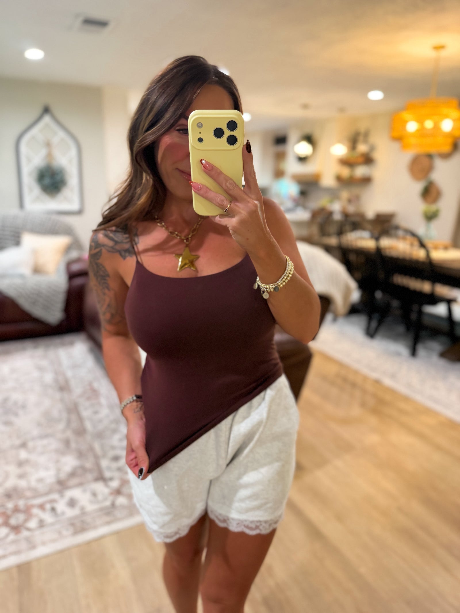 On My Terms Elastic Strap Tank - Mocha