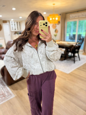 Gracie Gray Camo Zip Up Sweater
