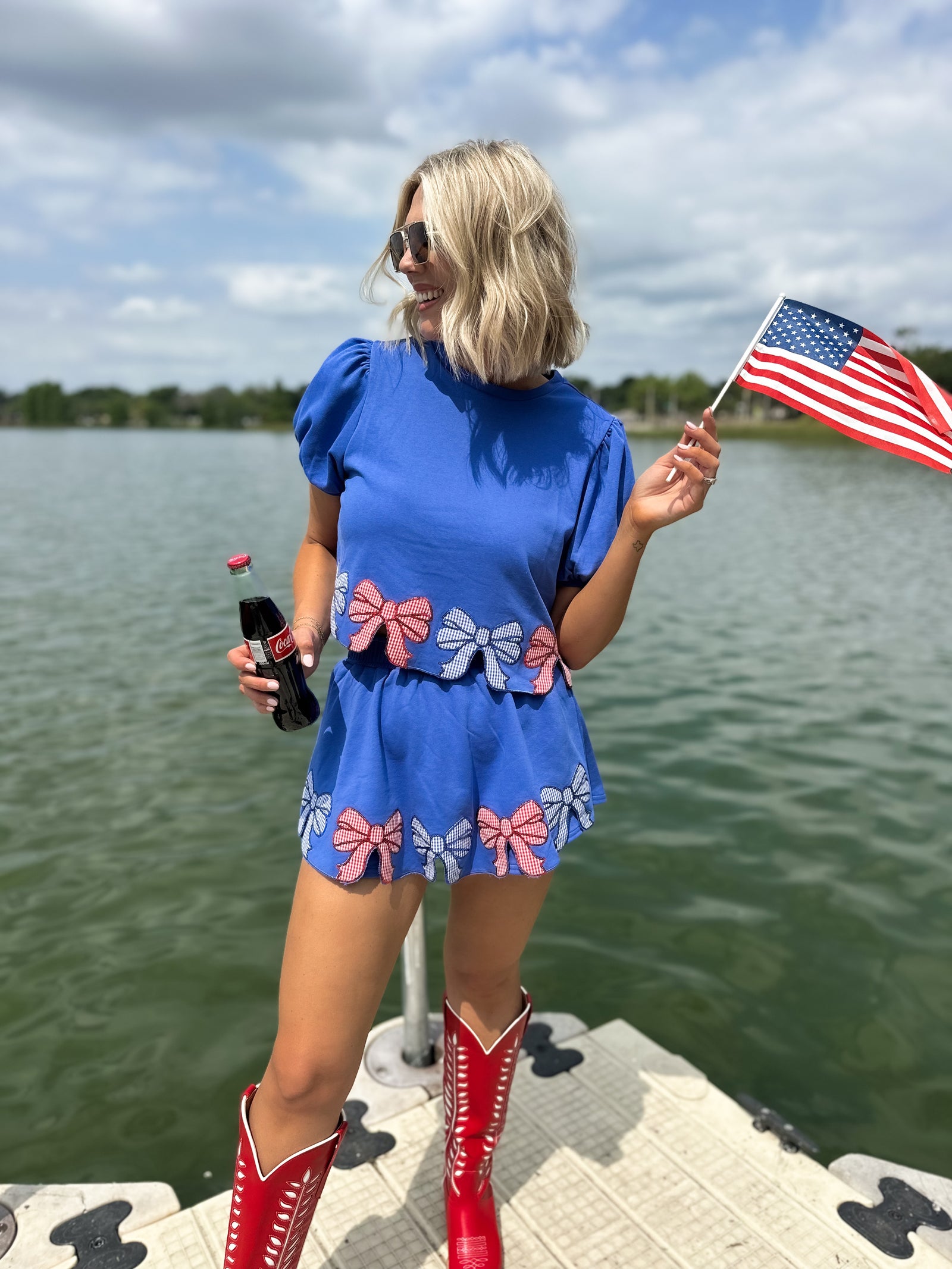 Miss Americana Gingham Bow Puff Sleeve Top