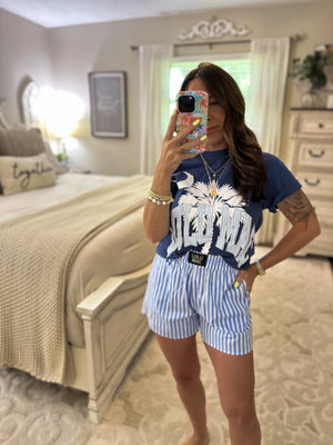 LuluMac Palmetto Tree Tee - China Blue