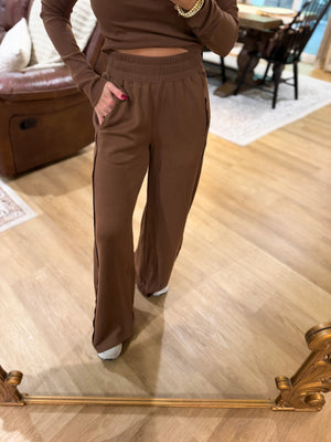 Skye Side Panel Knit Lounge Pants - Brown