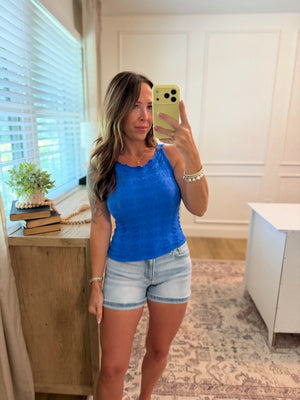 Dana Floral Edge Top - Royal