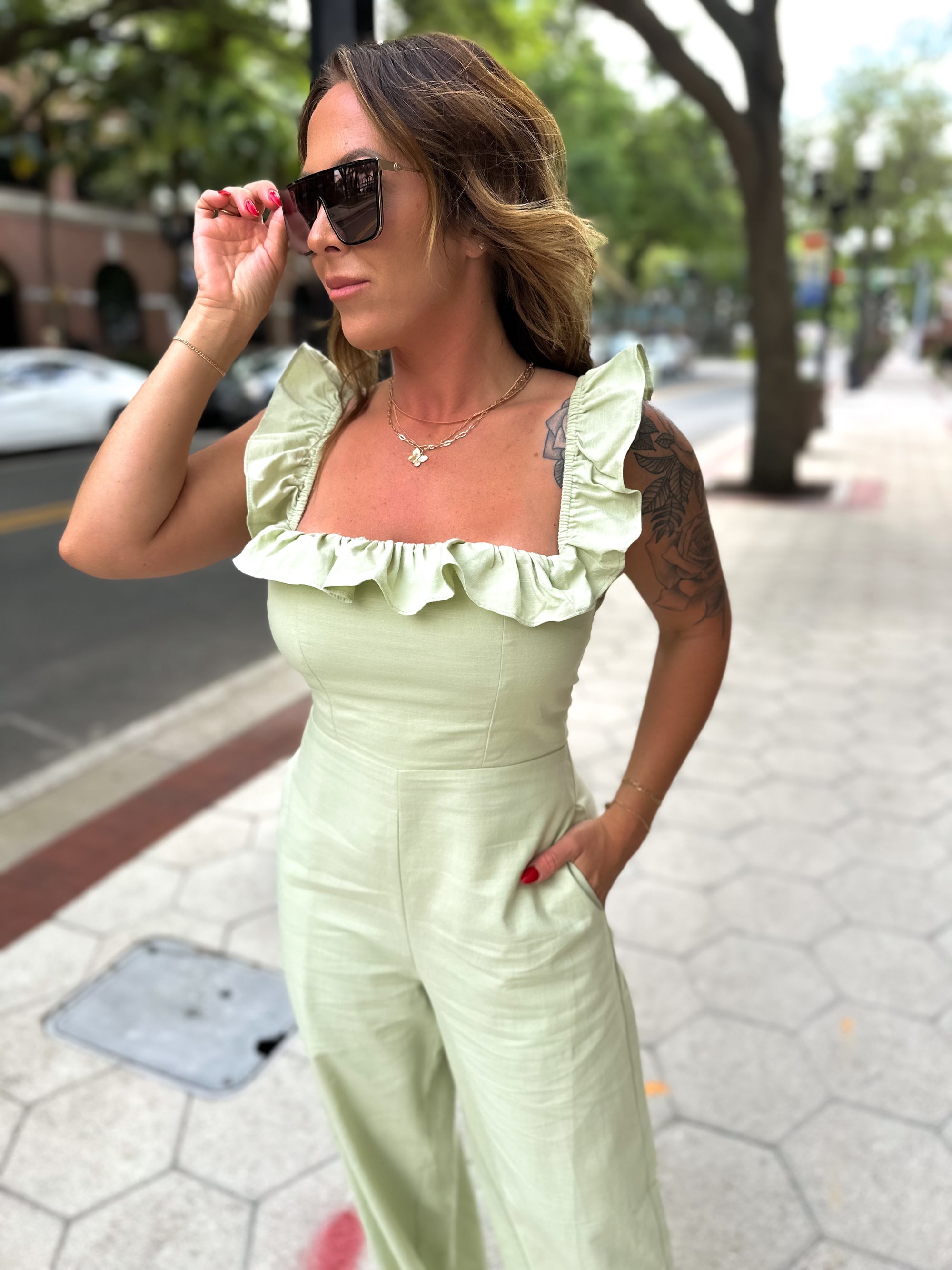 Out For The Day Ruffle Jumpsuit