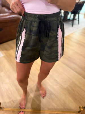 Ainsley Camo Lace Detail Lounge Shorts