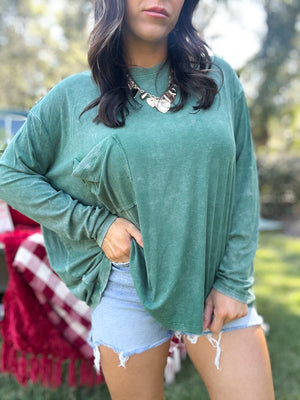 DOORBUSTER - Remi Ribbed Dolman Top - Dark Green