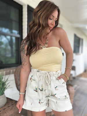 Nothing Compares Double Lined Strapless Top - Yellow