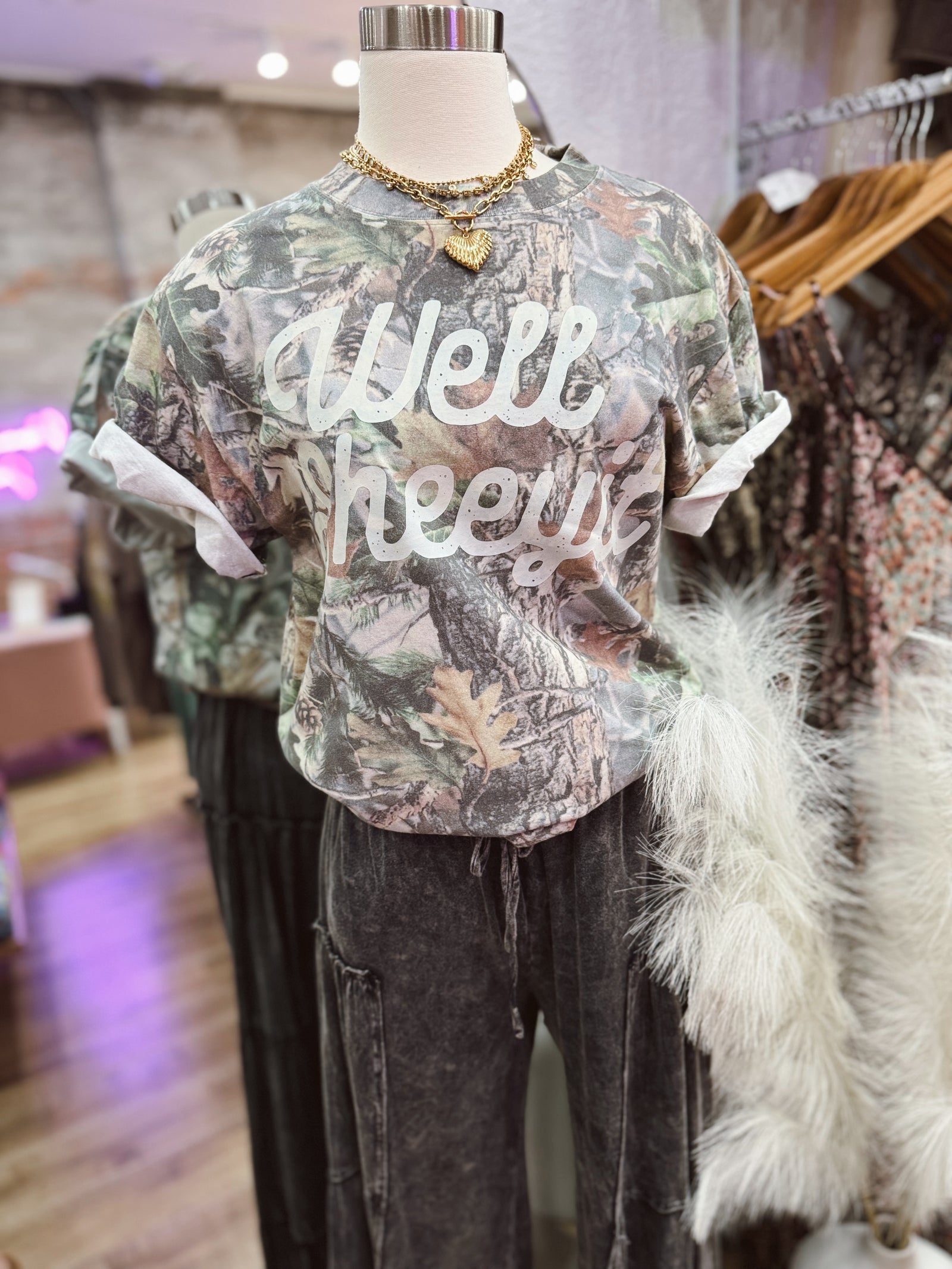 Well Sheeyit Camo Oversized Tee