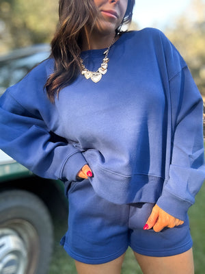 DOORBUSTER - Gabi Round Neck Pullover Light Navy