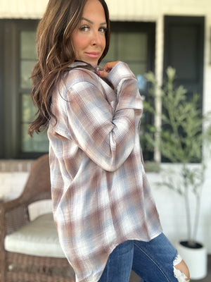 Can't Live Without You Flannel Top- Mocha