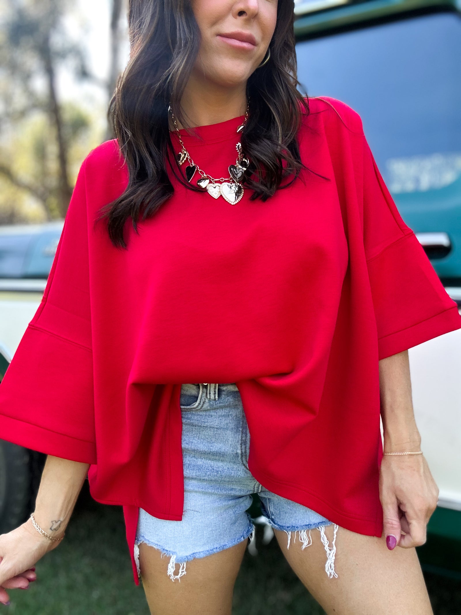 DOORBUSTER - Karli Side Slit Top - Ruby