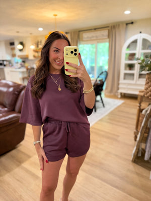 Callum Scuba Oversized Top - Plum