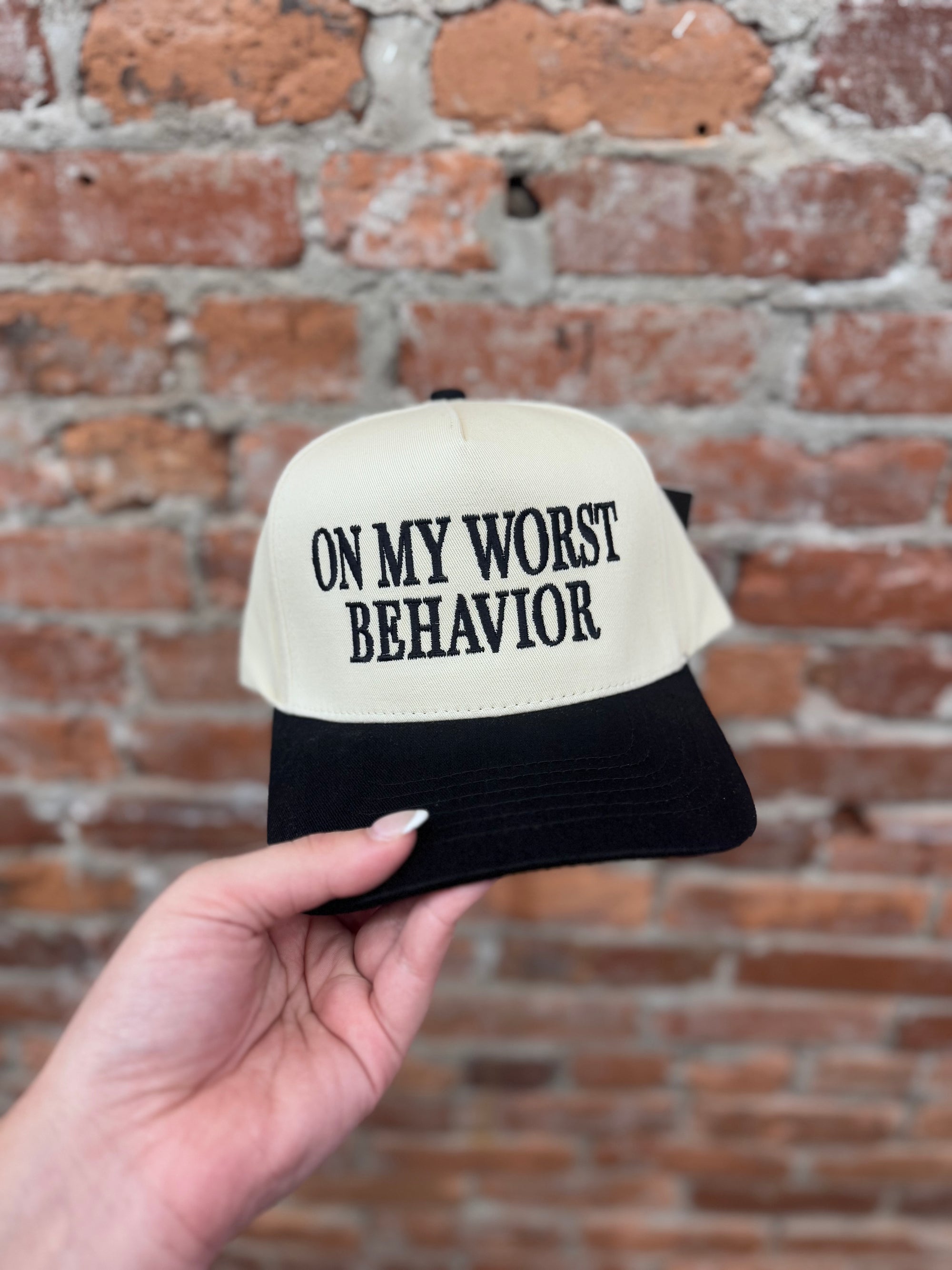 On My Worst Behavior Trucker Hat