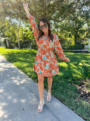 Need You More Floral Print Flared Mini Dress