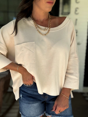 Mandi Mineral Washed Cropped Tee - Bone