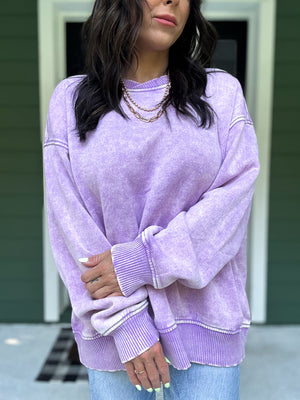 Lennon Acid Wash Oversized Fleece Pullover