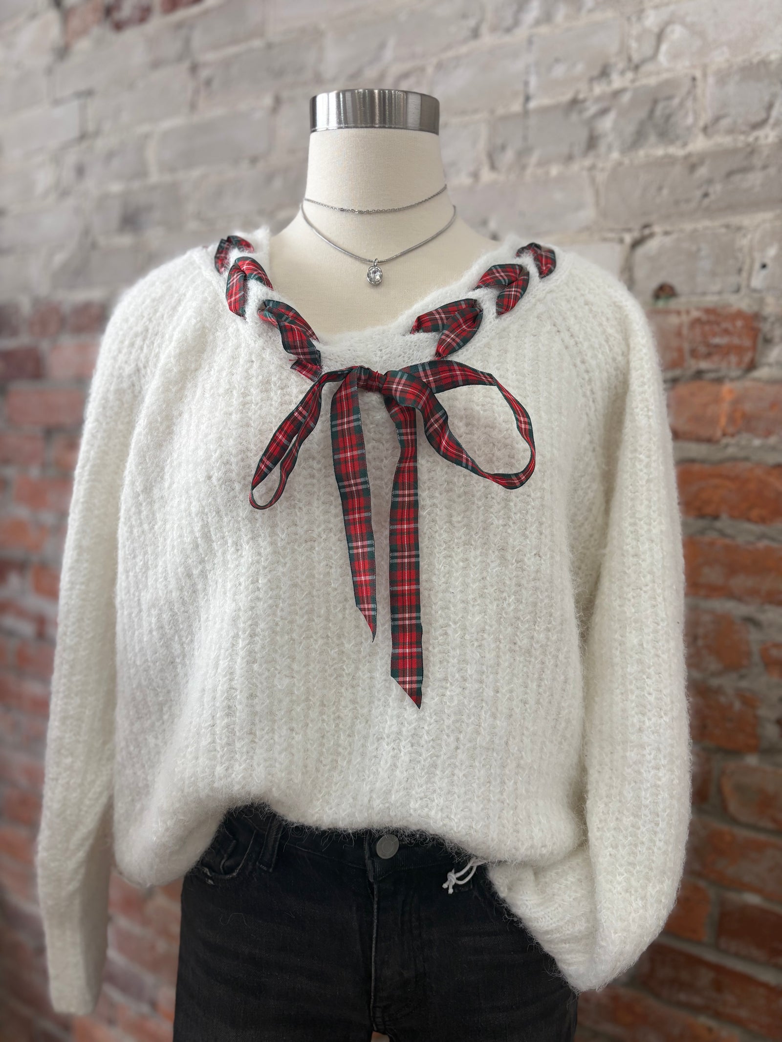 Evelyn White Holiday Sweater