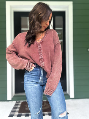 Josie Button Front Cardigan - Coffee Bean