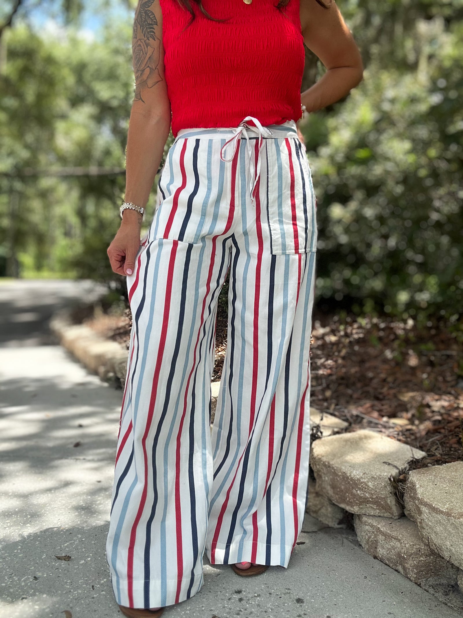 High Tide Multi Striped Twill Cargo Pants