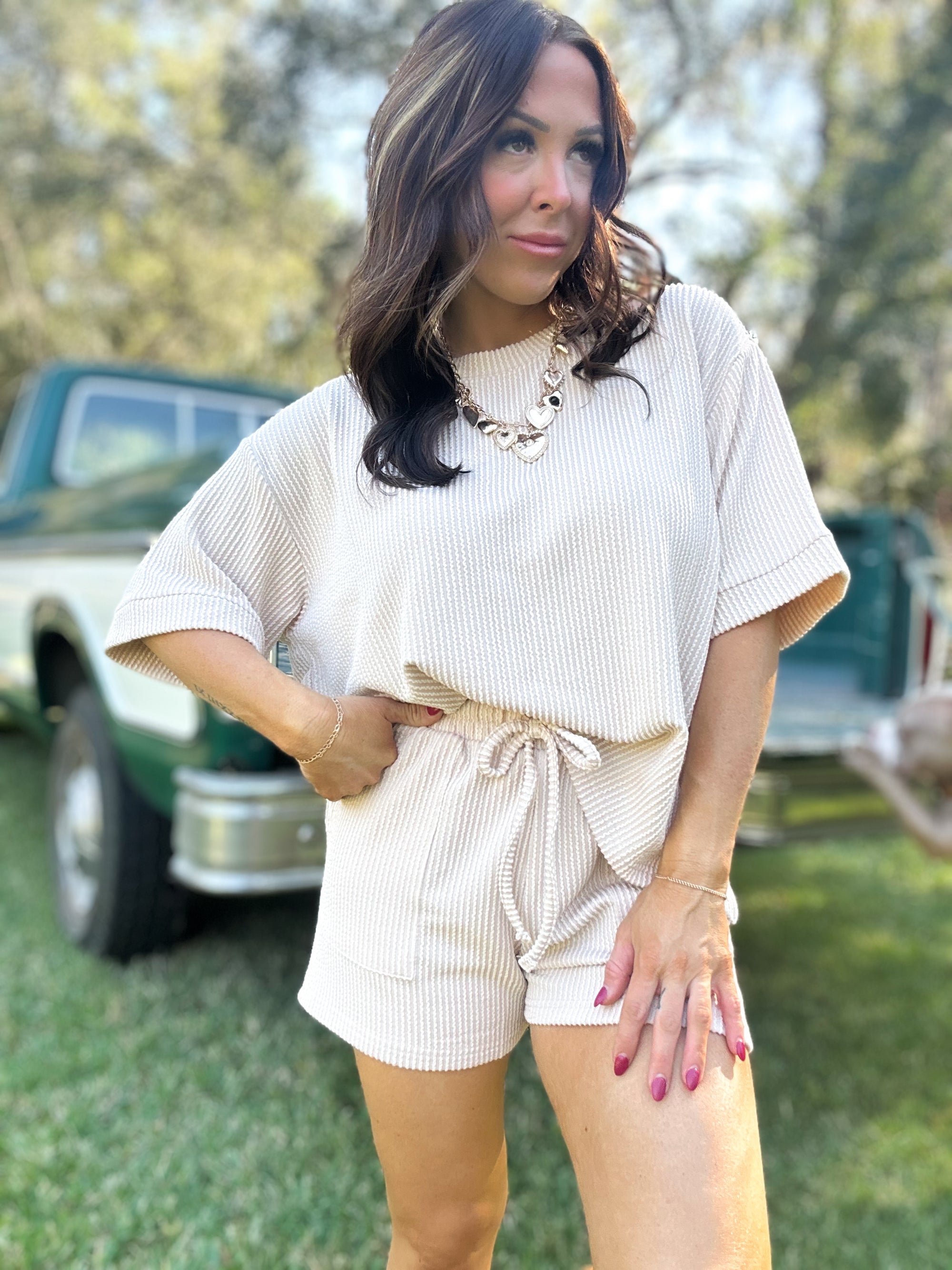 DOORBUSTER - Ali Ribbed Tee - Sand Beige