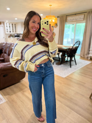 Angie Striped VNeck Sweater