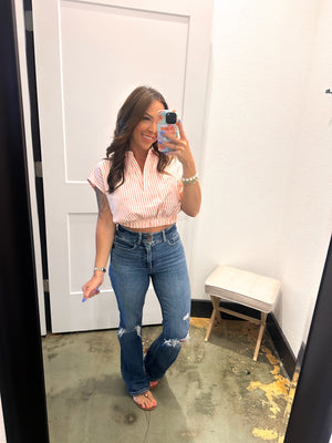 Ayla Collared Striped Top