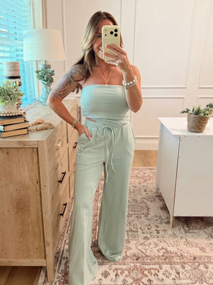 Georgina Striped Smocked Back Tube Top - Mint