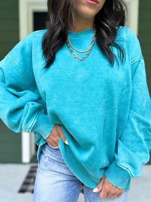 Lennon Acid Wash Oversized Fleece Pullover