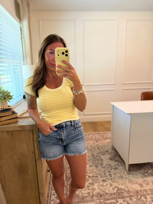 Mandi Striped Scoop Neck - Pale Banana