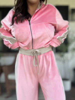 Chloe Velour Tracksuit - Pink
