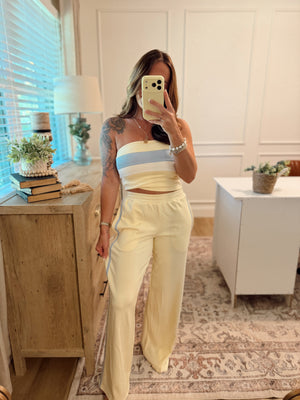 Ashlyn Contrast Piping Pants - Butter