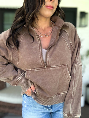 Remi Acid Washed Half Zip Fleece - TEN COLORS