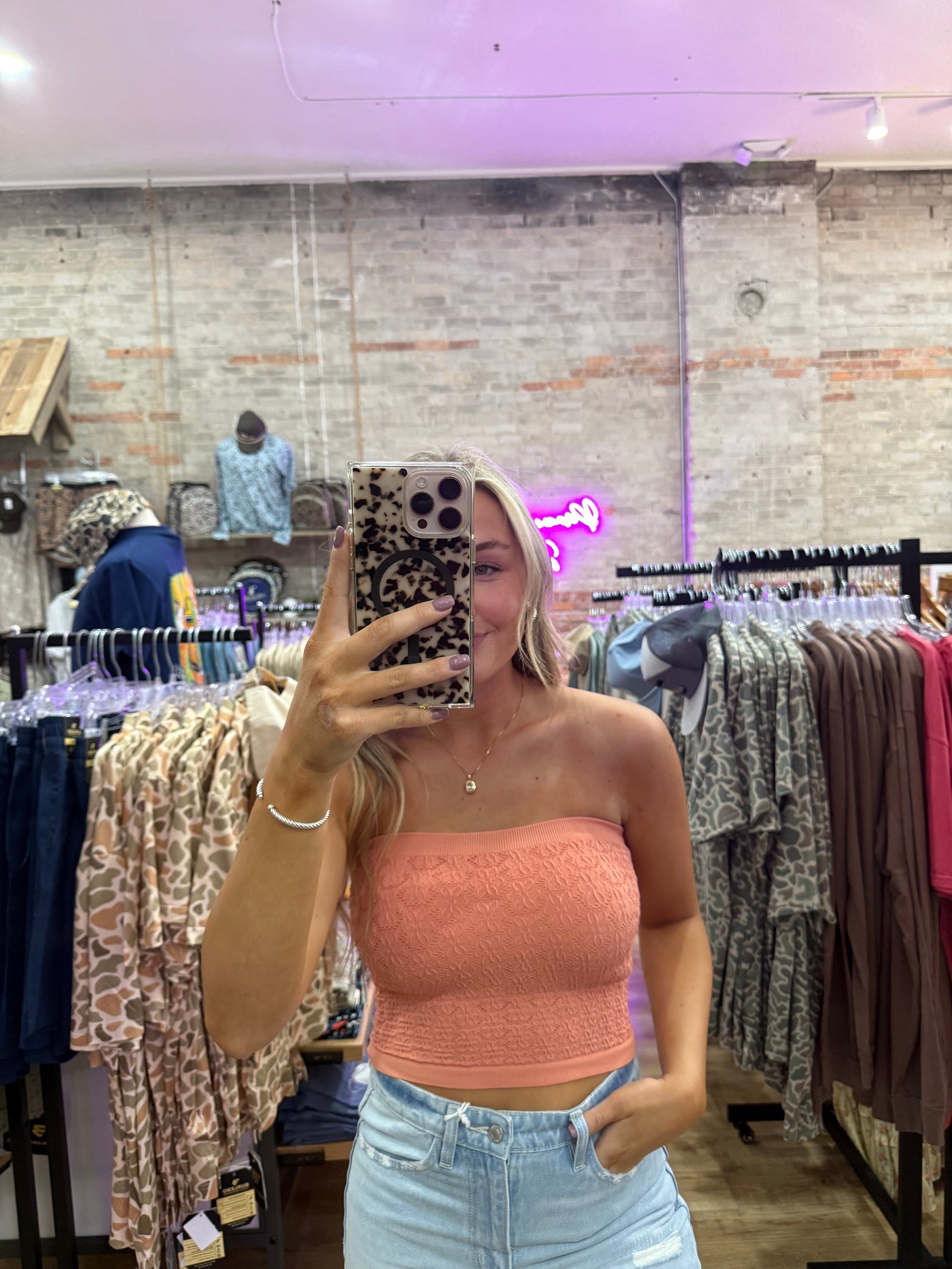 Nanci Floral Lace Tube Top - Terracotta