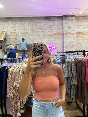 Nanci Floral Lace Tube Top - Terracotta