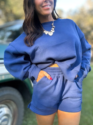 DOORBUSTER - Gabi Round Neck Pullover Light Navy