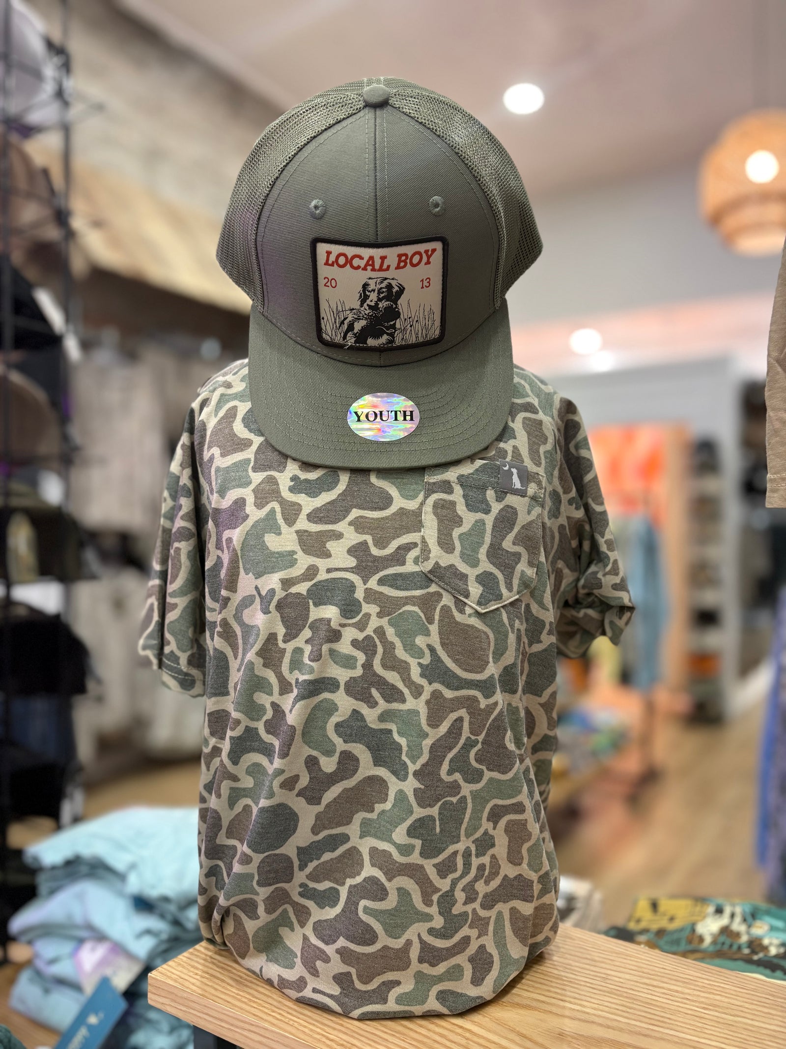 Youth Local Boy Short Sleeve Heather Blend Crew - Localflage Forest