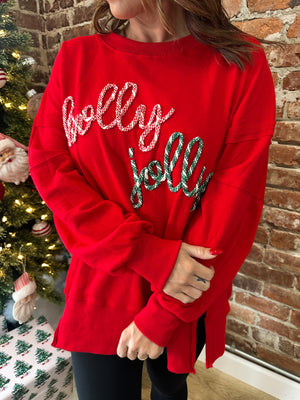 Holly Jolly Twist Rope Oversized Pullover