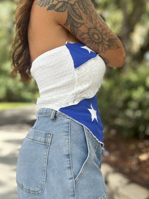 American Honey Patchwork Scarf Tube Top