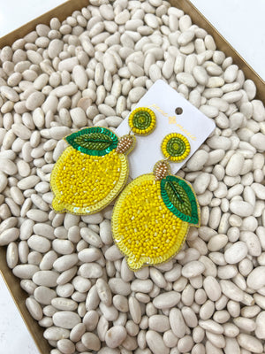 Lemon Beaded Earrings