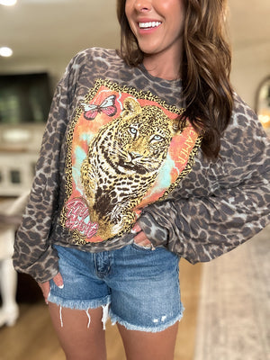 Free Spirit Leopard Crewneck Pullover