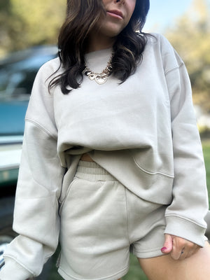 DOORBUSTER - Gabi Fleece Shorts - Ash Mocha