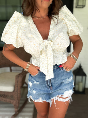 Know You Like That Pleated Sleeve Crop Top