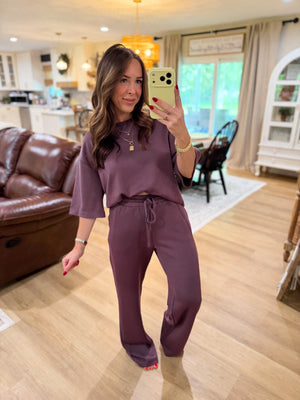 Callum Scuba Drawstring Pants - Plum