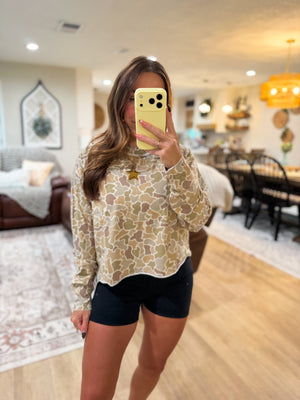Local Girl Boxy Crop Long Sleeve Tee - Forest Camo Desert