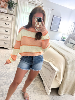 Mad About You Knit Cropped Sweater - Orange/Yellow