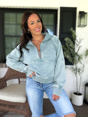 Remi Acid Washed Half Zip Fleece - TEN COLORS