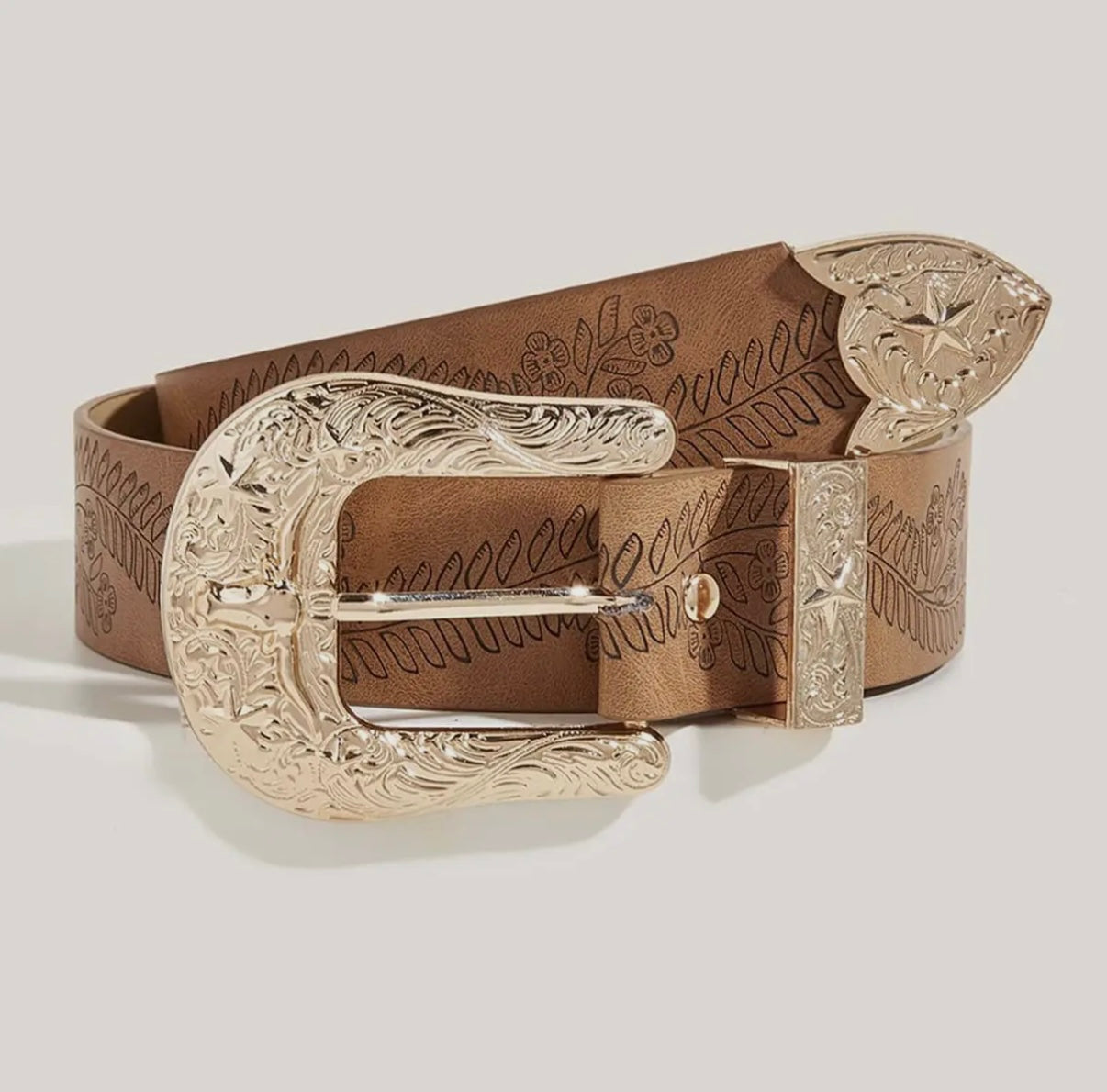 Western Style Horseshoe Faux Leather Belt
