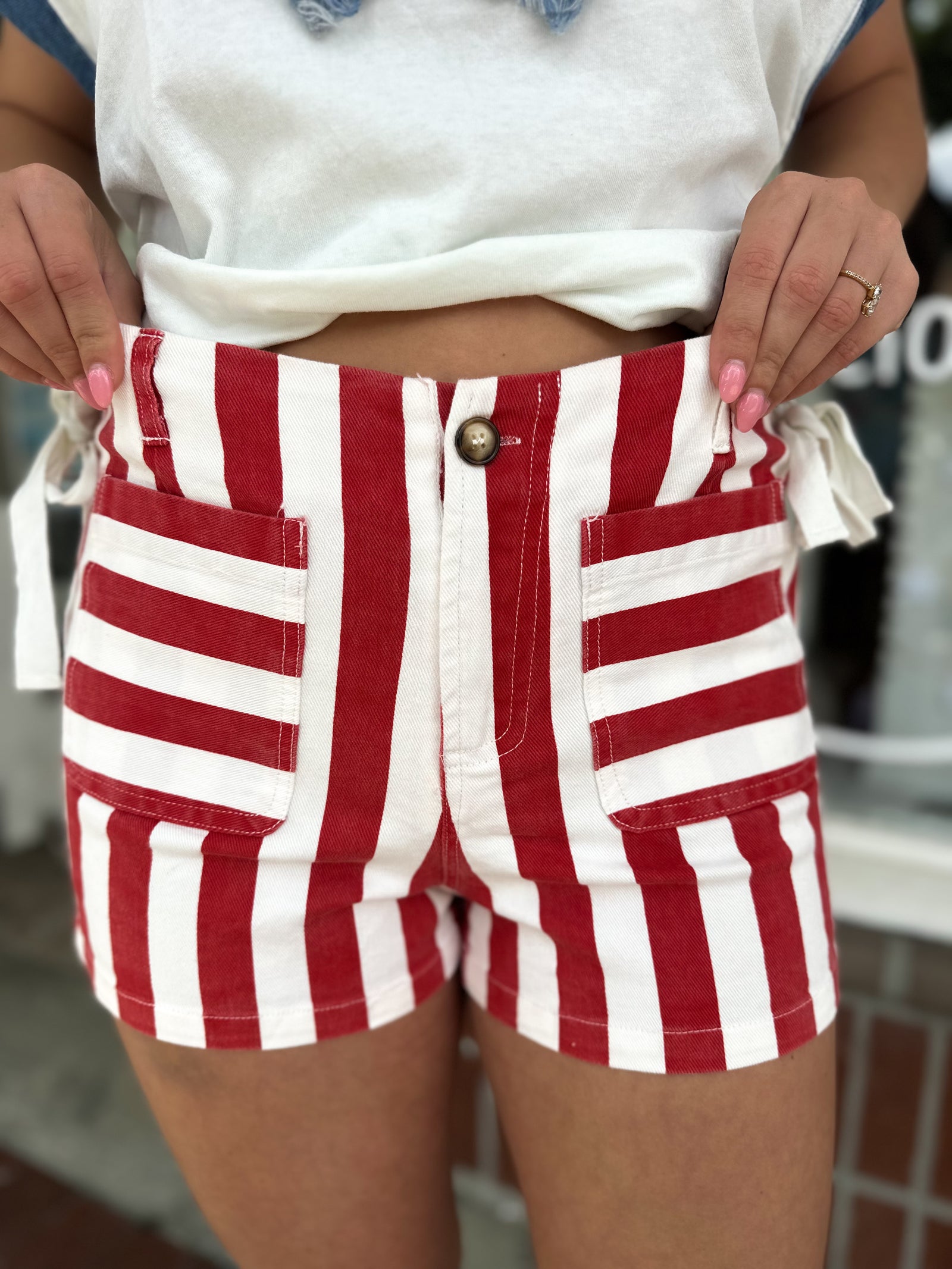 Touch of Freedom Red Striped Shorts