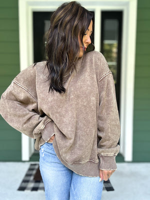 Lennon Acid Wash Oversized Fleece Pullover