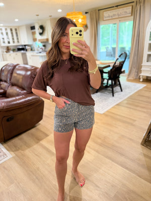 Kenzie Cheetah Denim High Rise Shorts