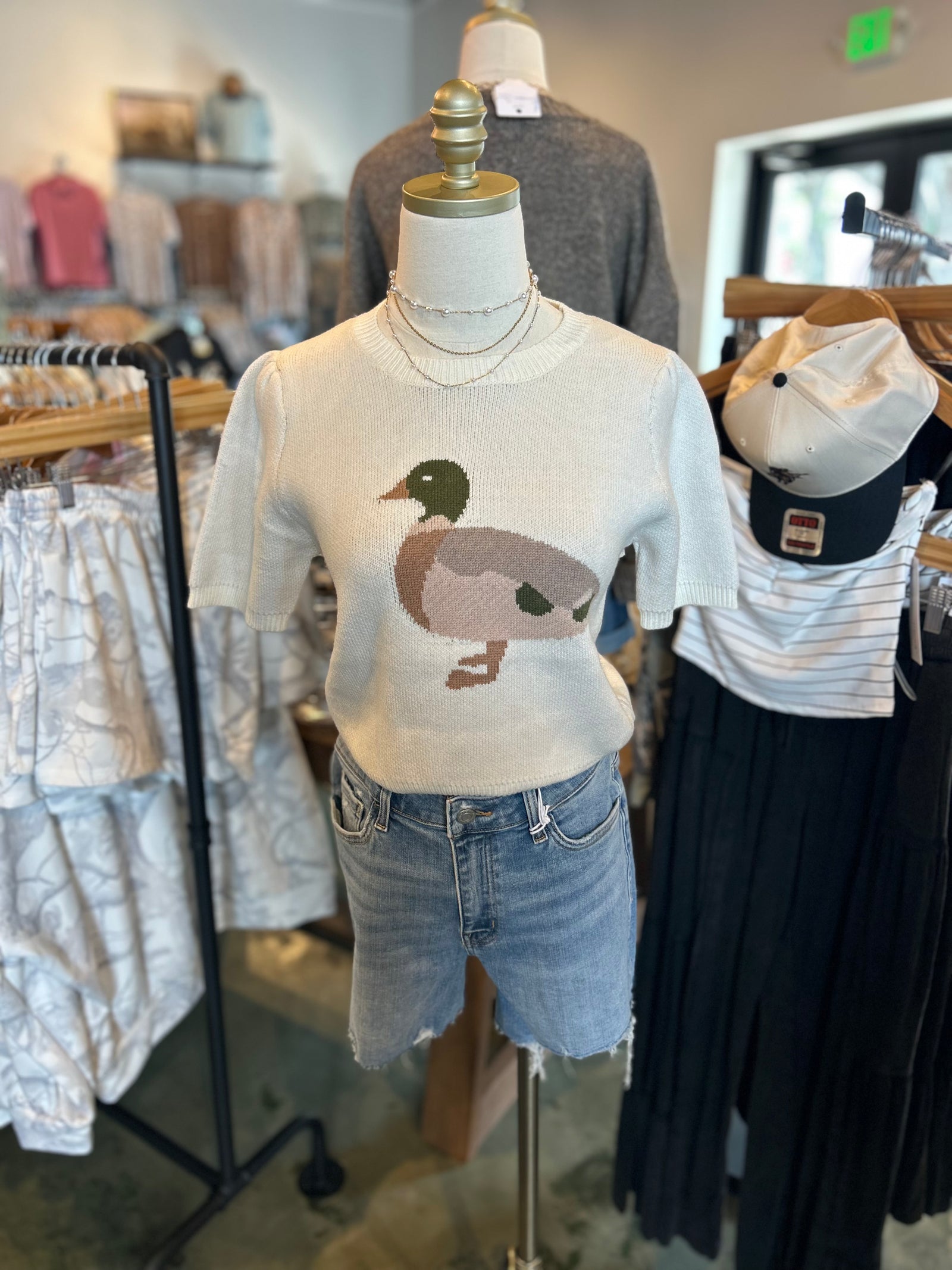 Lucky Duck Cap Sleeve Sweater
